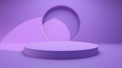 Minimalist purple abstract stage with oval backdrop and spotlight effect