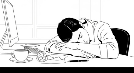 A person working on a computer in a stressed way