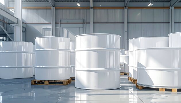 Rolls of Paper Stocked in a Bright Industrial Warehouse.