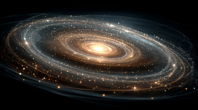 An algorithmic swirl resembles a digital galaxy symbolizing complexity data flow and the beauty of structured information representing abstract technology and futuristic computational design