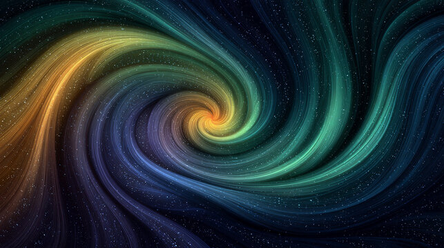 An algorithmic swirl resembles a digital galaxy symbolizing complexity data flow and the beauty of structured information representing abstract technology and futuristic computational design