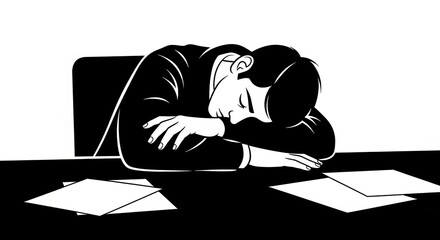 A person working on a computer in a stressed way