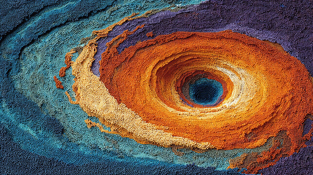 An algorithmic swirl resembles a digital galaxy symbolizing complexity data flow and the beauty of structured information representing abstract technology and futuristic computational design