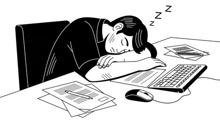 A person working on a computer in a stressed way