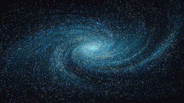 An algorithmic swirl resembles a digital galaxy symbolizing complexity data flow and the beauty of structured information representing abstract technology and futuristic computational design
