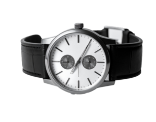 Luxury Silver Wristwatch Isolated on White Background