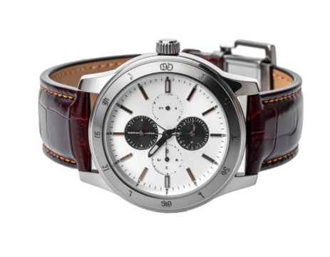 Luxury Silver Wristwatch Isolated on White Background