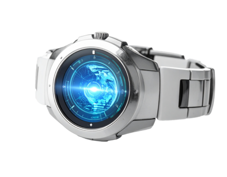 Luxury Silver Wristwatch Isolated on White Background