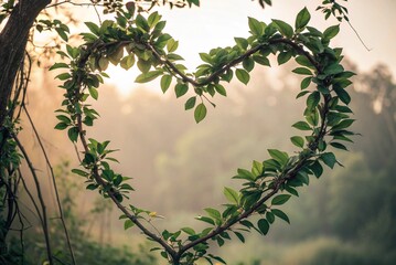 tree and leaves heart shape on background, valentine day concept, love concept - generated by ai