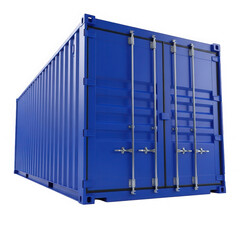 Blue shipping container isolated on transparent background