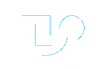 Abstract neon blue geometric shapes glowing with modern light, creating a futuristic graphic design on transparent background