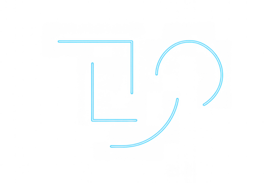 Abstract neon blue geometric shapes glowing with modern light, creating a futuristic graphic design on transparent background