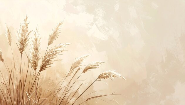Elegant Pampas Grass Illustration on a Textured Background.