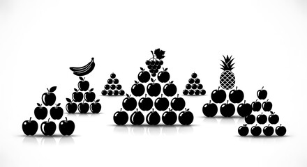 Fruit Pyramids - A Black and White Still Life Composition.
