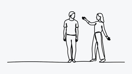 Simple line drawing of a couple having a discussion or argument