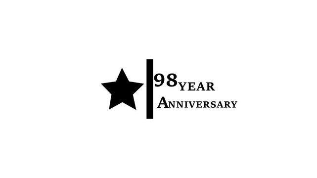 Abstract 98 years anniversary motion graphic 4K footage with star. particles and number. 98 years completed anniversary event celebration animation.