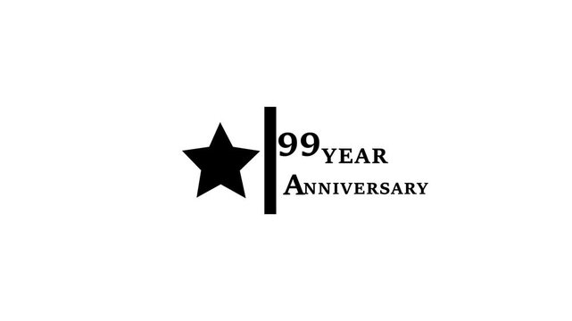Abstract 99 years anniversary motion graphic 4K footage with star. particles and number. 99 years completed anniversary event celebration animation.