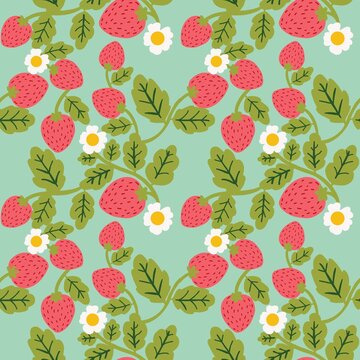 seamless pattern with stawberries.Strawberry background image.
