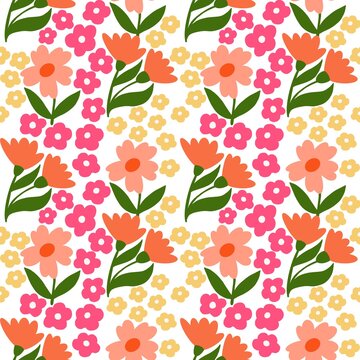 Cute seamless pattern in small flower.Small colorful flowers.