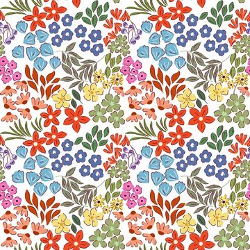 Cute seamless pattern in small flower.Small colorful flowers.