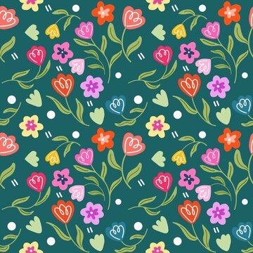 Cute seamless pattern in small flower.Small colorful flowers.