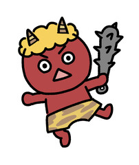 かわいい赤鬼のイラスト