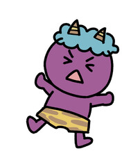 かわいい紫鬼のイラスト
