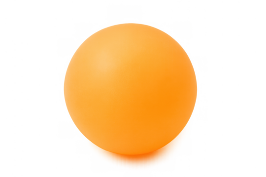 Orange table tennis ball isolated on transparent background, reflecting competition, sports, and championship concepts