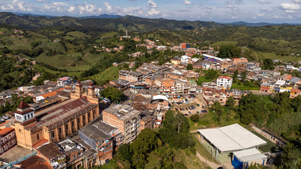 Fototapeta premium Yolombo, Antioquia, Colombia. October 19, 2025. Catholic church located in the town's main park