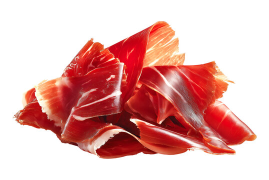 Premium Sliced Cured Ham (Jamón/Prosciutto) isolated on transparent background - Powered by Adobe