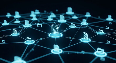 Abstract network of connected data files in a digital space