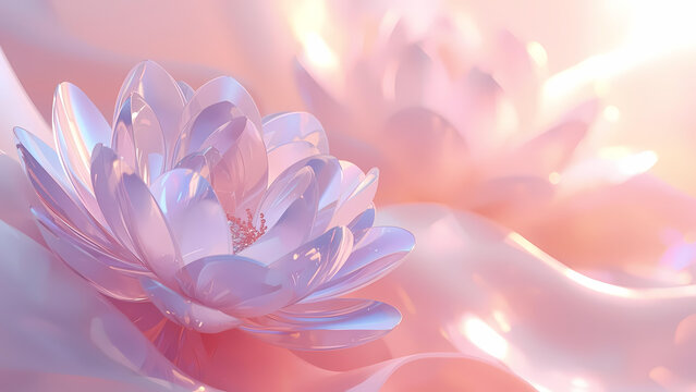 Dreamy holographic pastel abstract background in lilac and blush coral tones with soft glow and smooth gradients. Ideal for beauty, fashion, and digital art projects. 