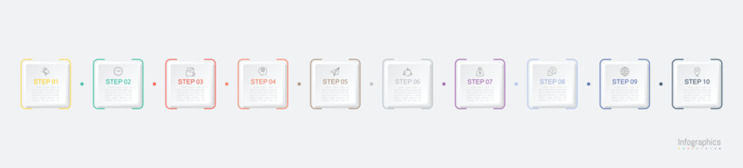 Infographic 10 options design elements for your business data. Vector Illustration.