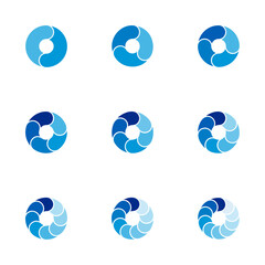 Set of circle pie charts. Financial analysis data 2,3,4,5,6,7,8,9,10 sections elements for business presentation, Vector Illustration