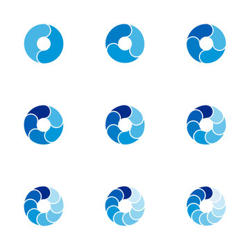 Set of circle pie charts. Financial analysis data 2,3,4,5,6,7,8,9,10 sections elements for business presentation, Vector Illustration