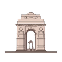 Naklejka premium India Gate Monument Illustration – Famous Indian Landmark Vector