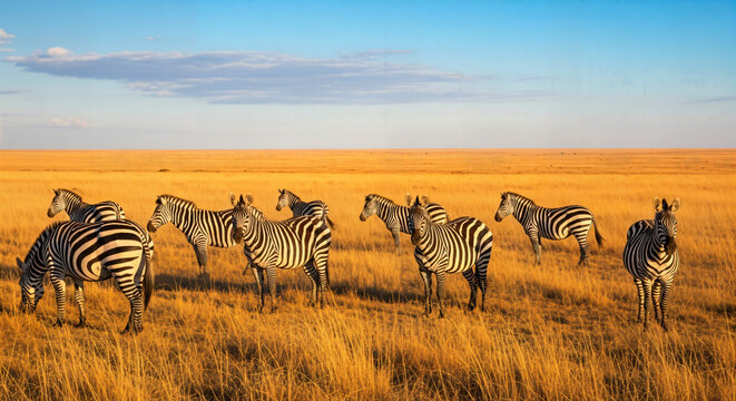 Zebras in African Savannah - Powered by Adobe