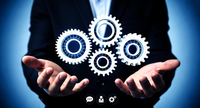 Gears mechanism teamwork collaboration engineering industry process