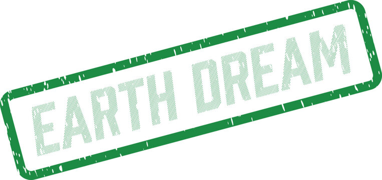 Inspiring green rectangle stamp depicting a hopeful vision for Earths future and ecological aspirations