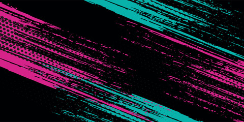 Abstract wrap banner car sticker with sporty line pink and greenish grunge color combination background. Brush grunge stroom. Modern design vector.