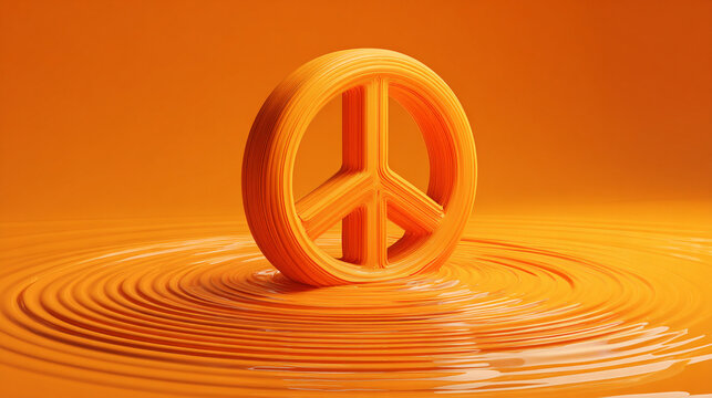 A floating peace symbol forms a spiral representing harmony unity and the endless pursuit of balance symbolizing hope positivity and the continuous flow of peaceful energy