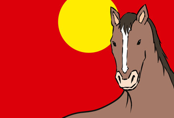 Obraz premium 年賀状, 馬, 午, 午年, 正月, 和風, 和柄, 謹賀新年, 元旦