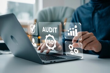Business audit with ISO certification on holographic interface