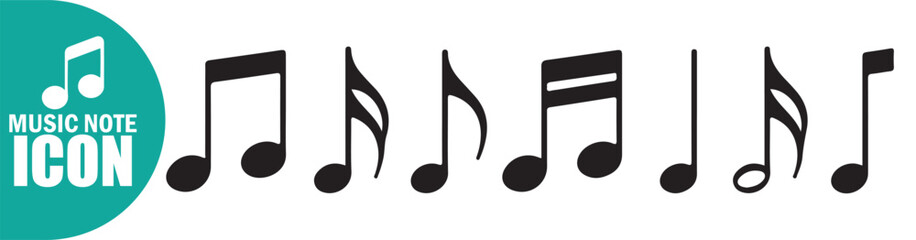 Simple Set of Black Music Notes Icons. Vector Illustration eps 10