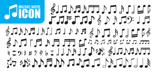 Big Music notes icon set. Music Notes and Symbols Icon Set. vector Illustration