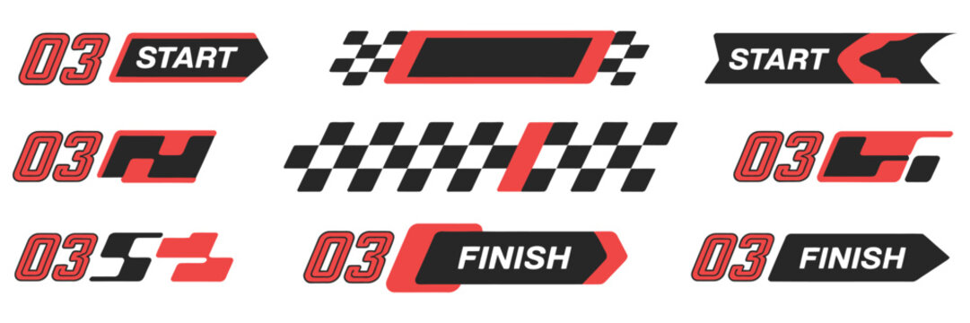 Racing Finish and Start Line Design Elements Collection