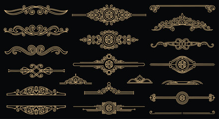 Elegant gold dividers and design elements for creating invitations, cards, and banners with a touch of sophistication