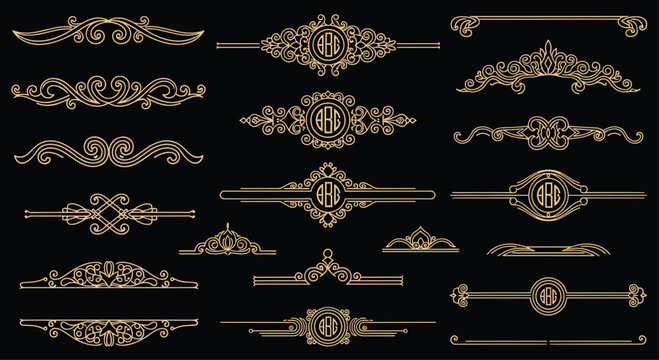 Elegant gold dividers and design elements for creating invitations, cards, and banners with a touch of sophistication