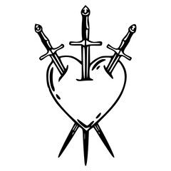 three of swords tarot card symbol vector