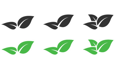 Green leaf icon set vector illustration